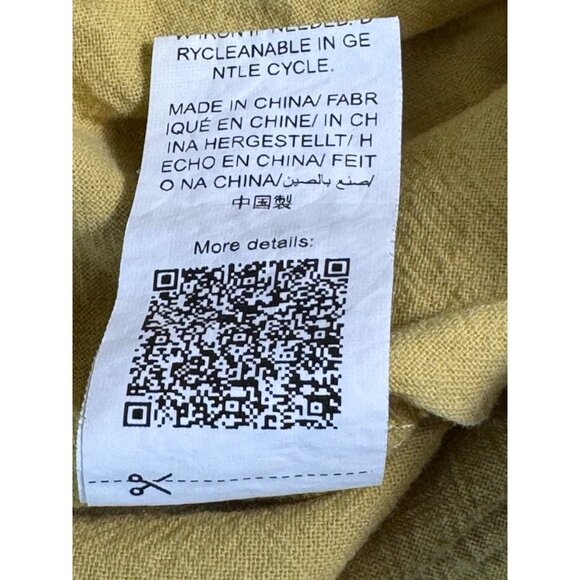 SHEIN Yellow Linen Blend Tie Shoulder Shortalls Romper Women's‎ Size L 8 10 - Picture 8 of 8